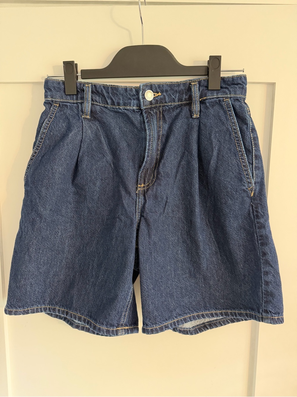 MANGO MNG Women’s Dark Blue Denim Bermuda Shorts